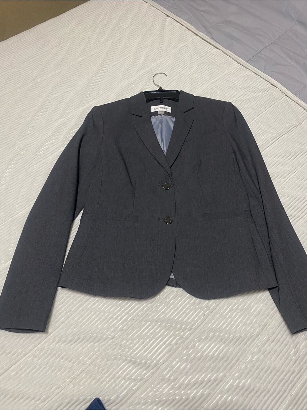 Calvin Klein Women's Dark Gray Tailored Two-Button Blazer